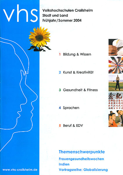 Titelseite Programm vhs Crailsheim Frühjahr/Sommer 2004 (Sonnenblume)