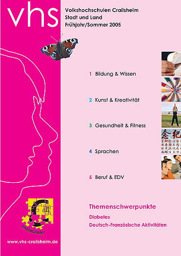 Titelseite Programm vhs Crailsheim Frühjahr/Sommer 2005 (Schmetterling)