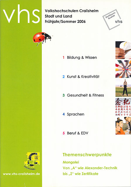 Titelseite Programm vhs Crailsheim Frühjahr/Sommer 2006 (Marienkäfer)
