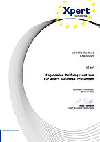 Foto: Urkunde vhs Crailsheim als regionales Prüfungszentrum für Xpert Business Prüfungen