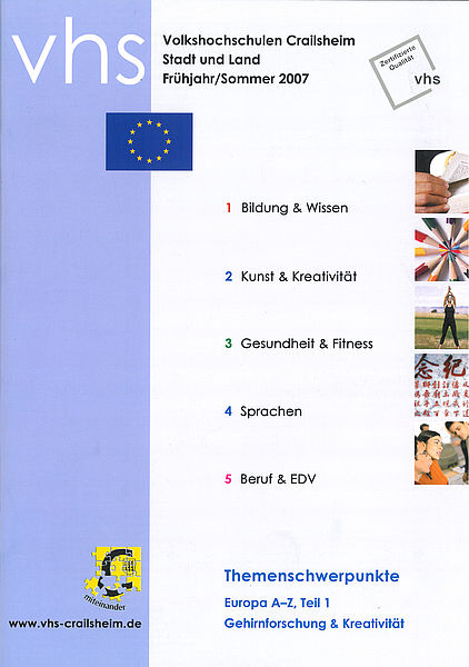 Titelseite Programm vhs Crailsheim Frühjahr/Sommer 2007 (Europaflagge)