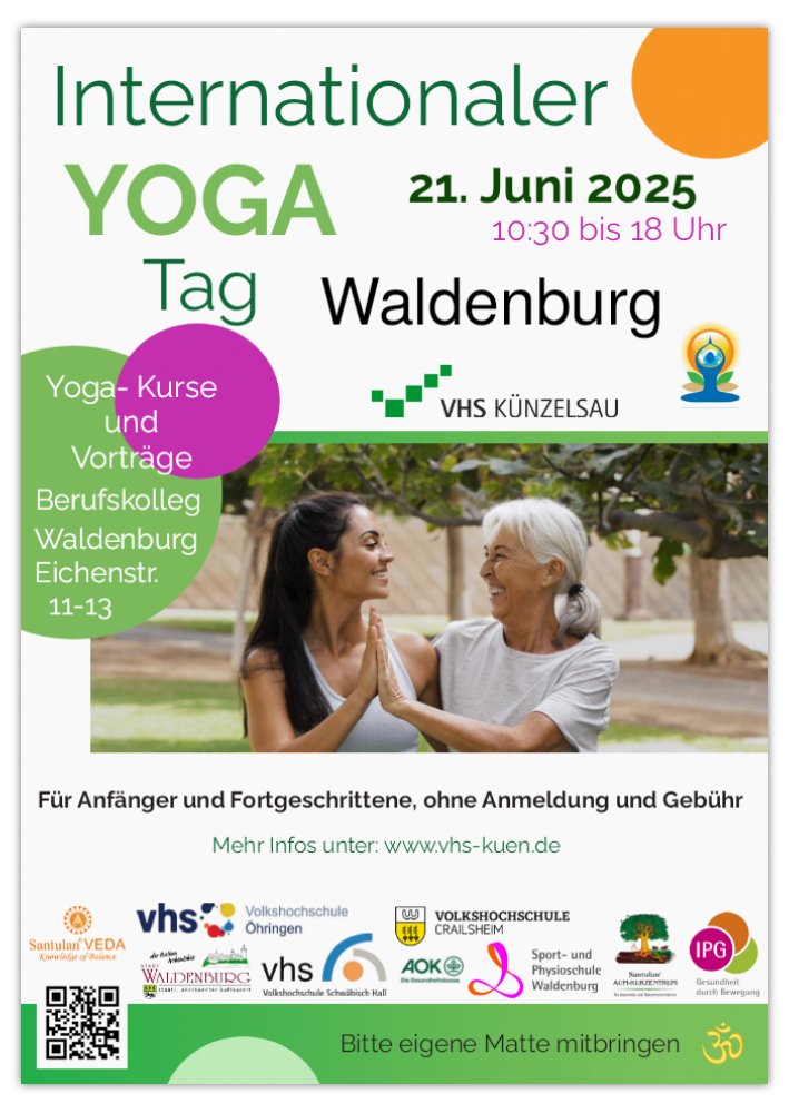 Foto: Plakat zum Weltyogatag am 21. Juni 2025 in Waldenburg