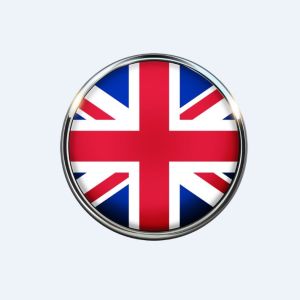 Button mit britischer Flagge (Symbolfoto)